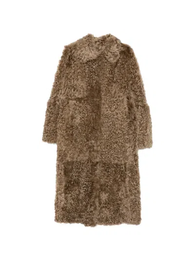 Arma Cristina Shearling Coat In Brown