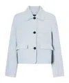 Arma Cropped Suede Buttonfront Jacket In Blue