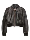 Arma Cropped Zip-front Leather Jacket In Brown