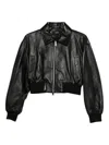 Arma Desy Cropped Zip-front Leather Jacket In Black
