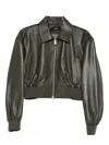 Arma Desy Leather Bomber Jacket In Green