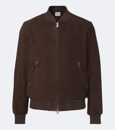 Arma Didier Suede Bomber Jacket In Mud Brown
