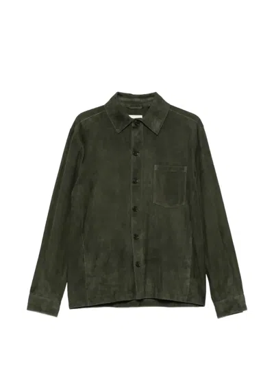 Arma Dino Suede Chest-pocket Jacket In Green