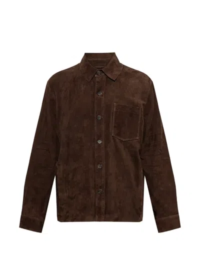 Arma Dino Suede Shirt Jacket In Brown
