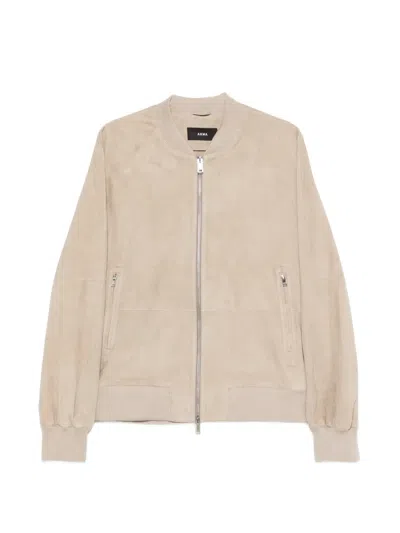 Arma Dion Zipped Suede Jacket In Neutral