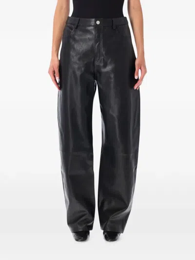 Arma Ece Leather Barrel Trousers In Black