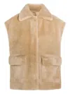 Arma Edha Shearling Sleeveless Jacket In Nude