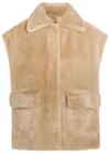 Arma Edha Shearling Sleeveless Jacket In Brown