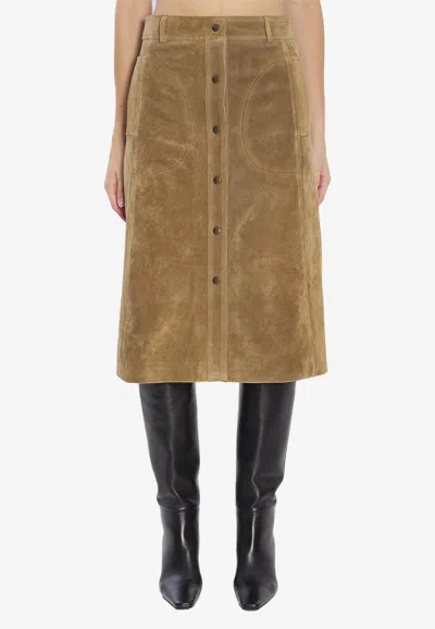 Arma Elen Suede Knee-length Skirt In Green