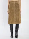 Arma Elen Snap-button Suede Midi Skirt In Brown