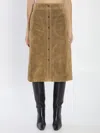 Arma Elen Snap-button Suede Midi Skirt In Brown