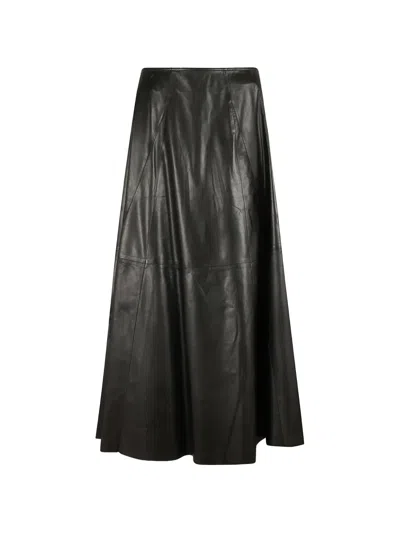 Arma Eleni Panelled Leather Midi Skirt In Black