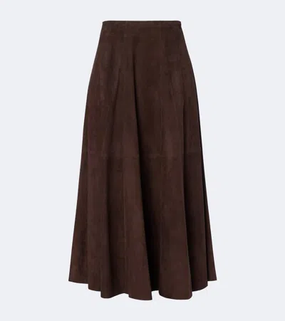 Arma Eleni Suede Midi Skirt In Brown