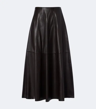 Arma Eleni Pleated Lambskin Leather Maxi Skirt In Brown