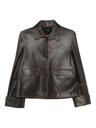 Arma Ella Leather Jacket In Brown