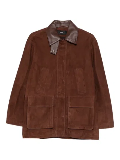 Arma Elsa Front-pocket Leather Jacket In Brown