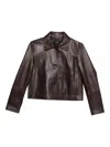 Arma Emy Button-fastening Lambskin Leather Jacket In Brown