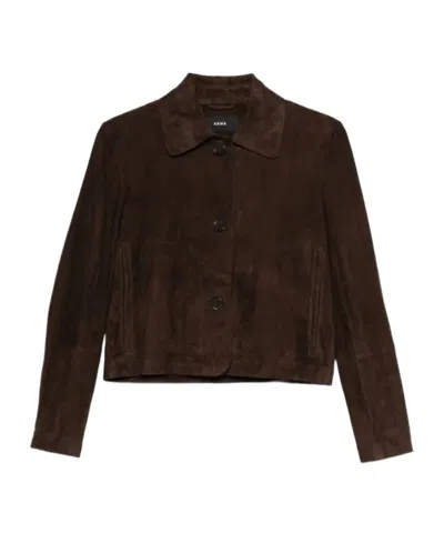 Arma Emy Button-fastening Suede Jacket In Brown