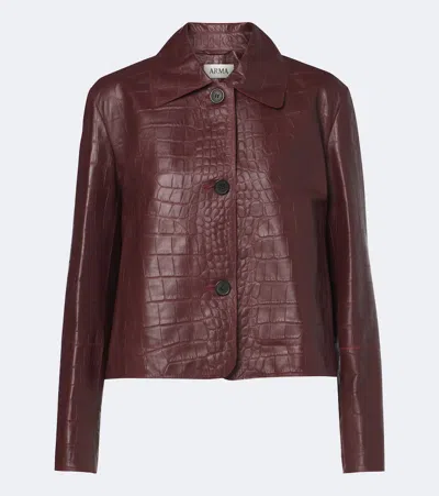 Arma Emy Croc-effect Leather Jacket In Brown