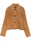 Arma Long Sleeve Lapel Leather Jacket In Brown