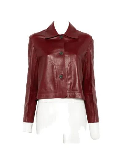 Arma Emy Leather Jacket In Burgundy