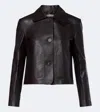 Arma Coffee Brown Emy Cropped Leather Jacket In Brown