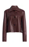 Arma Emy Leather Jacket In Burgundy