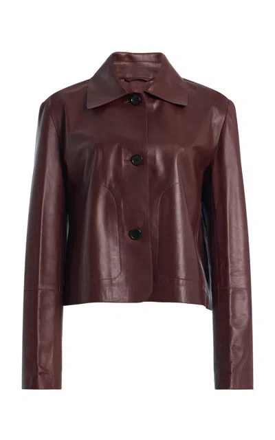 Arma Emy Leather Jacket In Burgundy