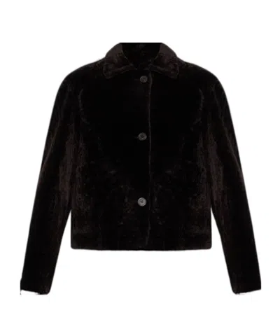 Arma Fauxfur Collared Cropped Jacket In Brown
