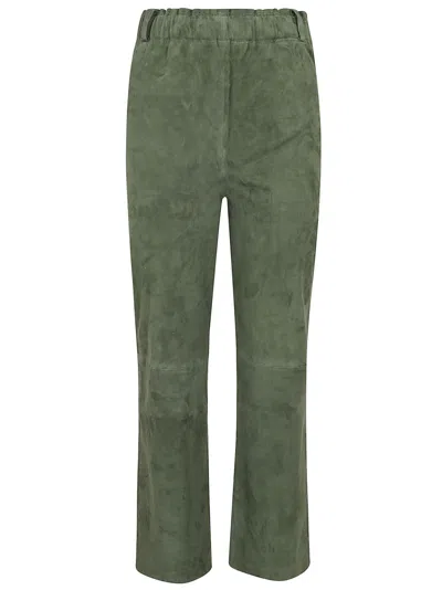 Arma Ferrara Suede Cropped Trousers In Wakame