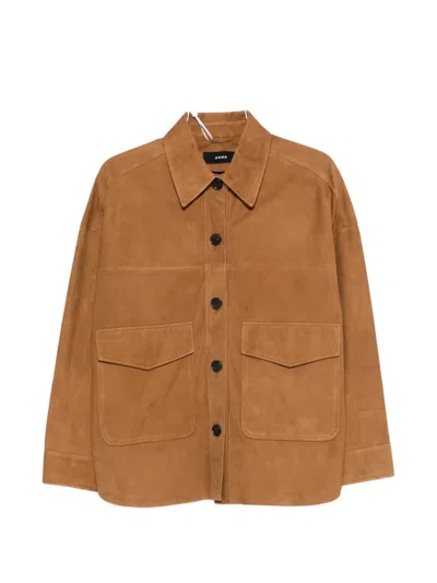 Arma Flap-pocket Leather Jacket In Brown