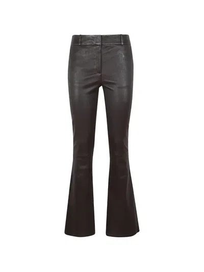 Arma Flared Leather Trousers In Brown