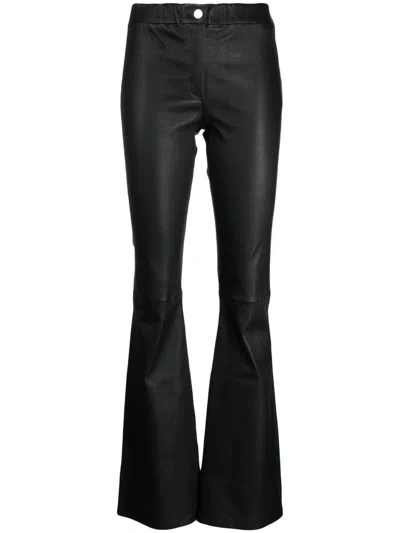 Arma Flared Leather Trousers In Black
