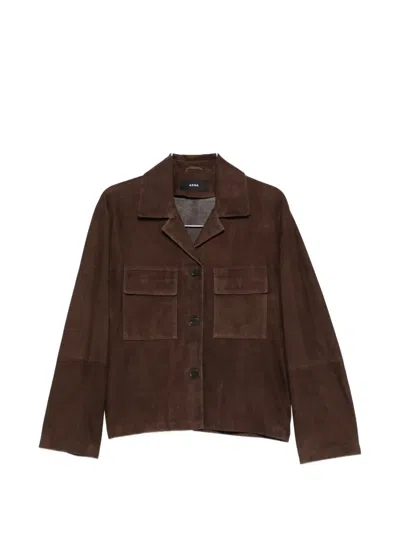 Arma Flore Flap-pocket Suede Jacket In Brown
