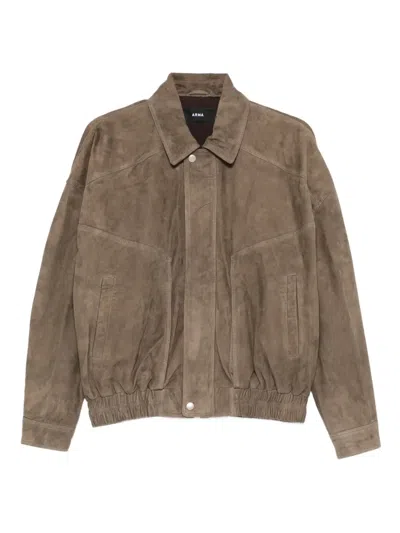 Arma Frederica Collared Suede Jacket In Brown