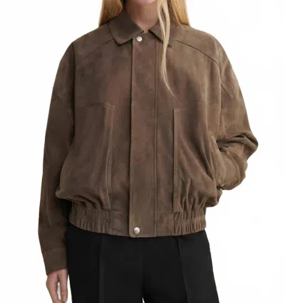 Arma Frederica Suede Bomber Jacket In Soil In Brown