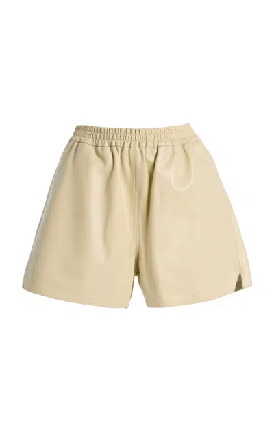 Arma Fyona Leather Mini Shorts In Neutral