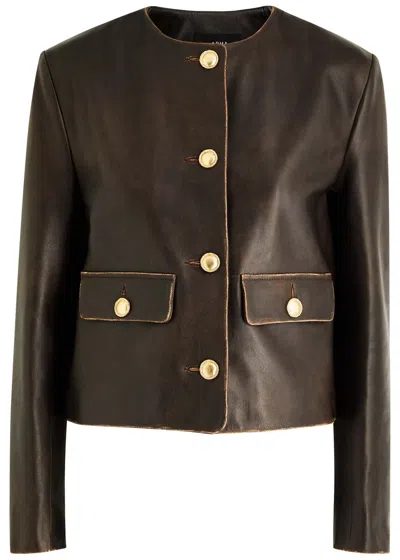 Arma Gaya Leather Jacket In Dark Brown