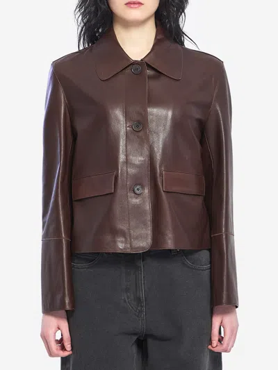 Arma Fem Vintage Leather Jacket In Brown