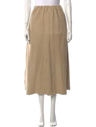 Pre-owned Arma Goat Leather Midi Length Skirt In Neutrals