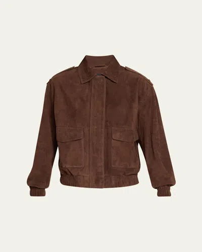 Arma Halti Collared Suede Jacket In Brown