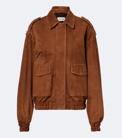Arma Halti Suede Blouson Jacket In Brown