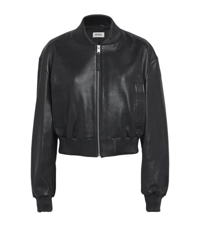 Arma Hannah Leather Bomber Jacket In Black