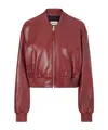 Arma Hannan Leather Bomber Jacket In Burgundy