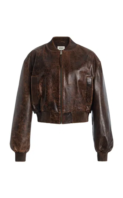Arma Hannan Vintage Leather Jacket In Brown