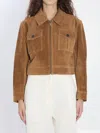 Arma Pointed-collar Flap-pocket Suede Jacket In Brown
