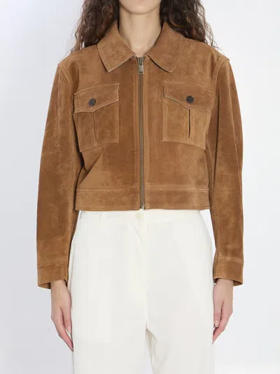 Arma Helen Suede Jacket In Brown