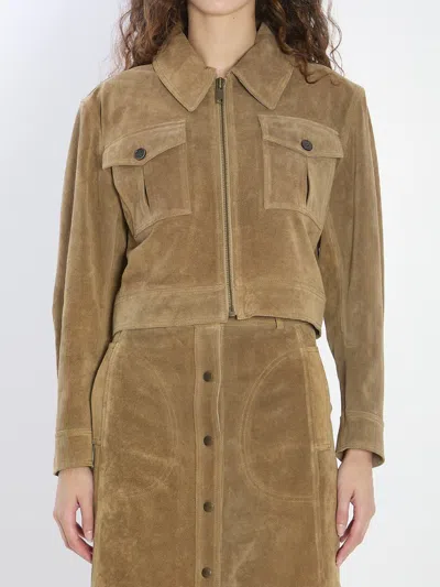 Arma Helen Suede Jacket In Brown