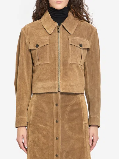 Arma Helen Suede Jacket In Brown