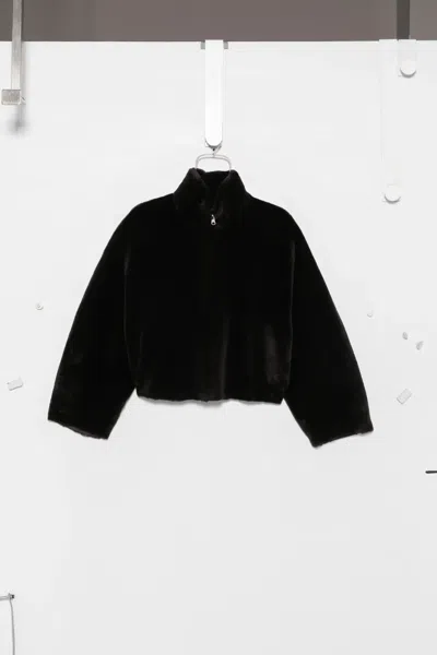 Arma High-neck Shearling Coat In Black